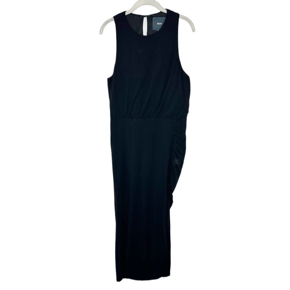 Maeve Anthropologie Ruched Modal Knit Midi Dress Sleeveless Black Size M